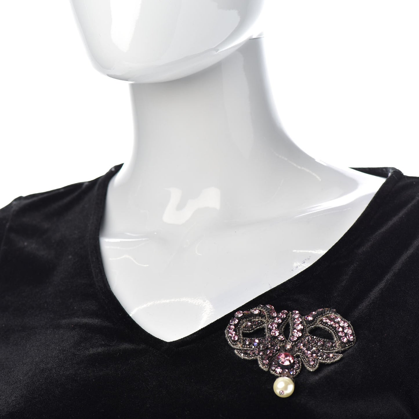 Metal Crystal Bow Brooch Pink