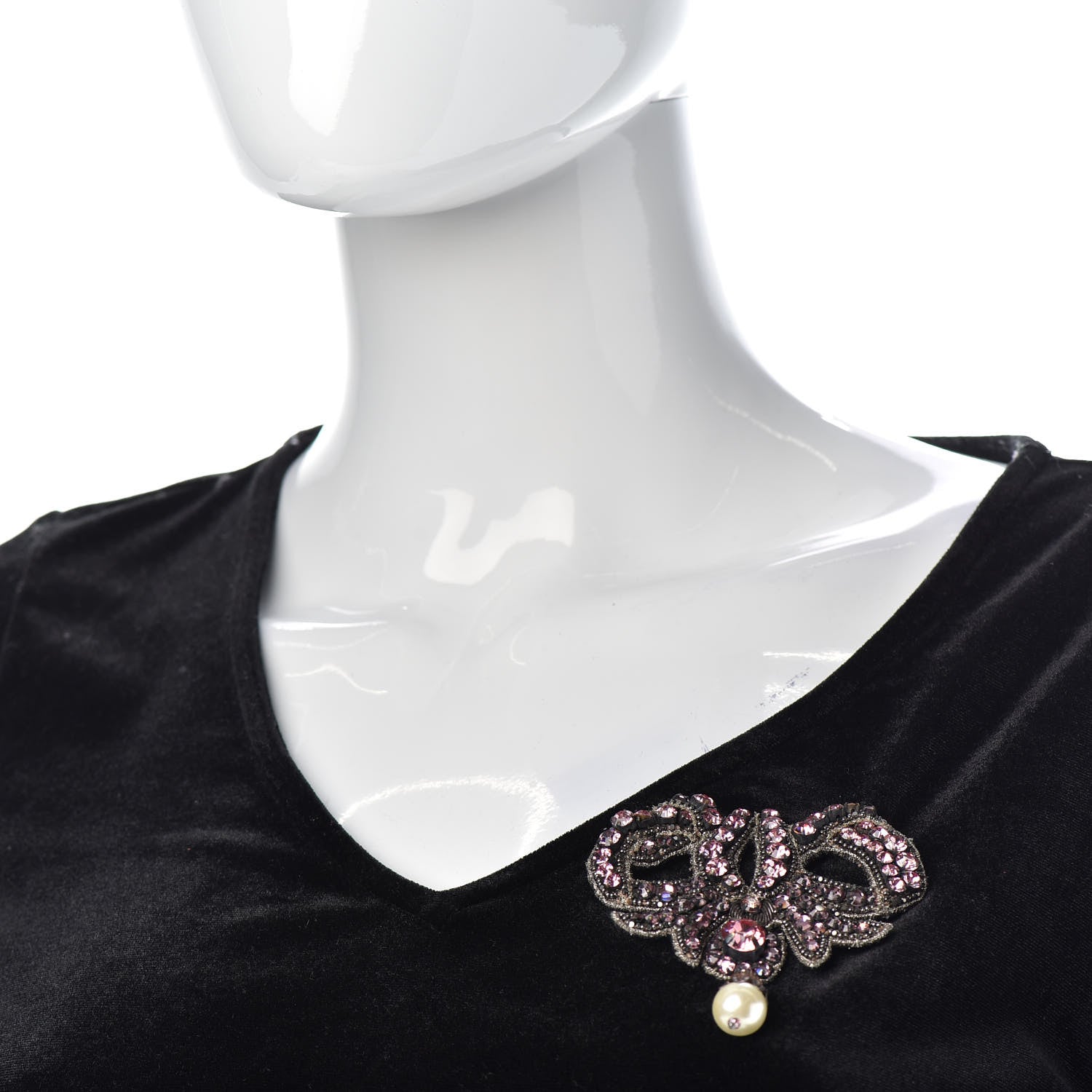 Gucci Metal Crystal Bow Brooch Pink 2 of 5