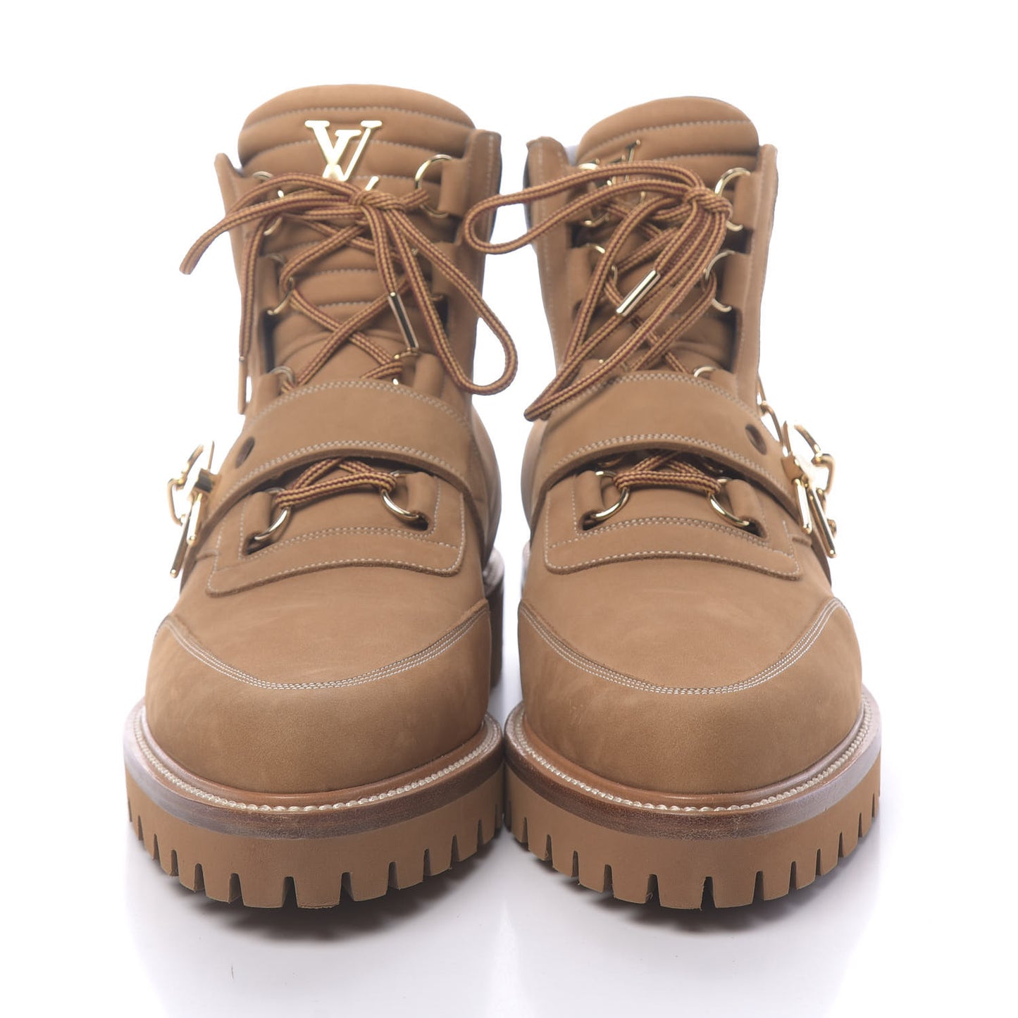 Suede Calfskin Monogram Mens Creeper Ankle Boots 8.5 Beige