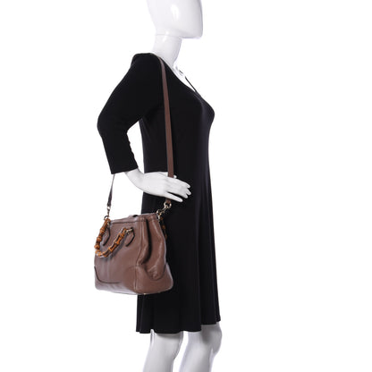 Gucci Pebbled Calfskin Small Diana Bamboo Top Handle Tote Pink Tan 2 of 14