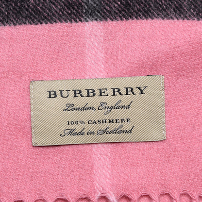 Burberry Cashmere Giant Check Icon Stripe Fringe Scarf Rose Pink 4 of 5