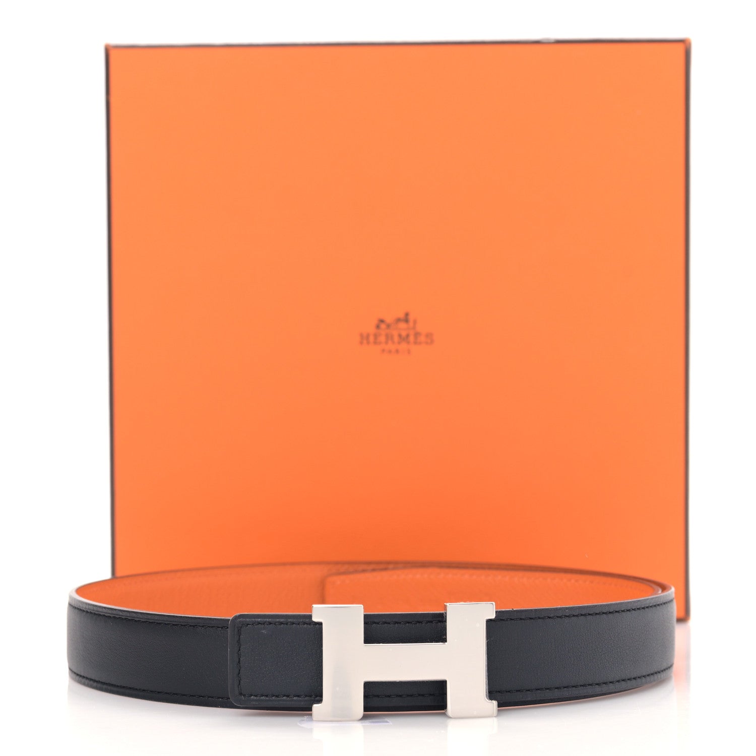 Hermes Swift Epsom 24mm Mini Constance H Belt 70 28 Black Orange 5 of 5