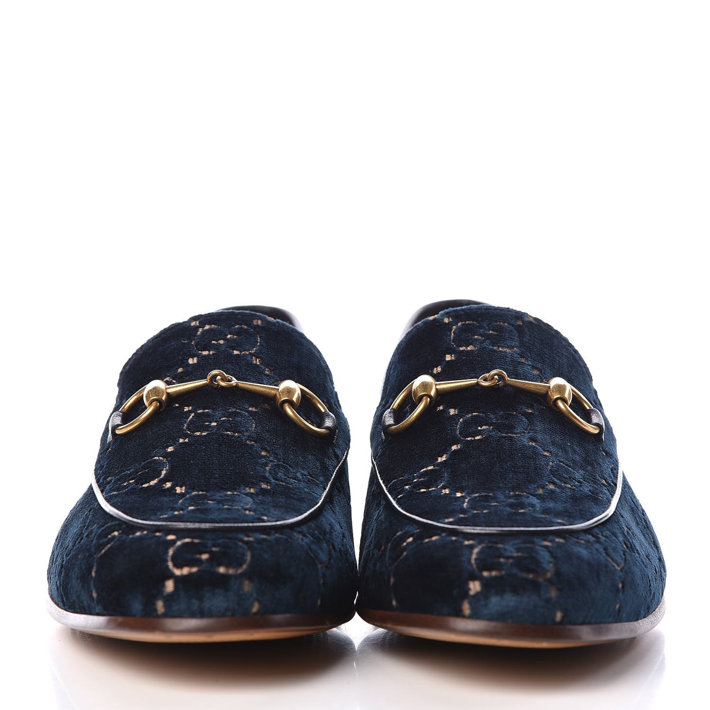 Velvet GG Monogram Horsebit Mens Jordaan Loafers 10.5 Blue Beige