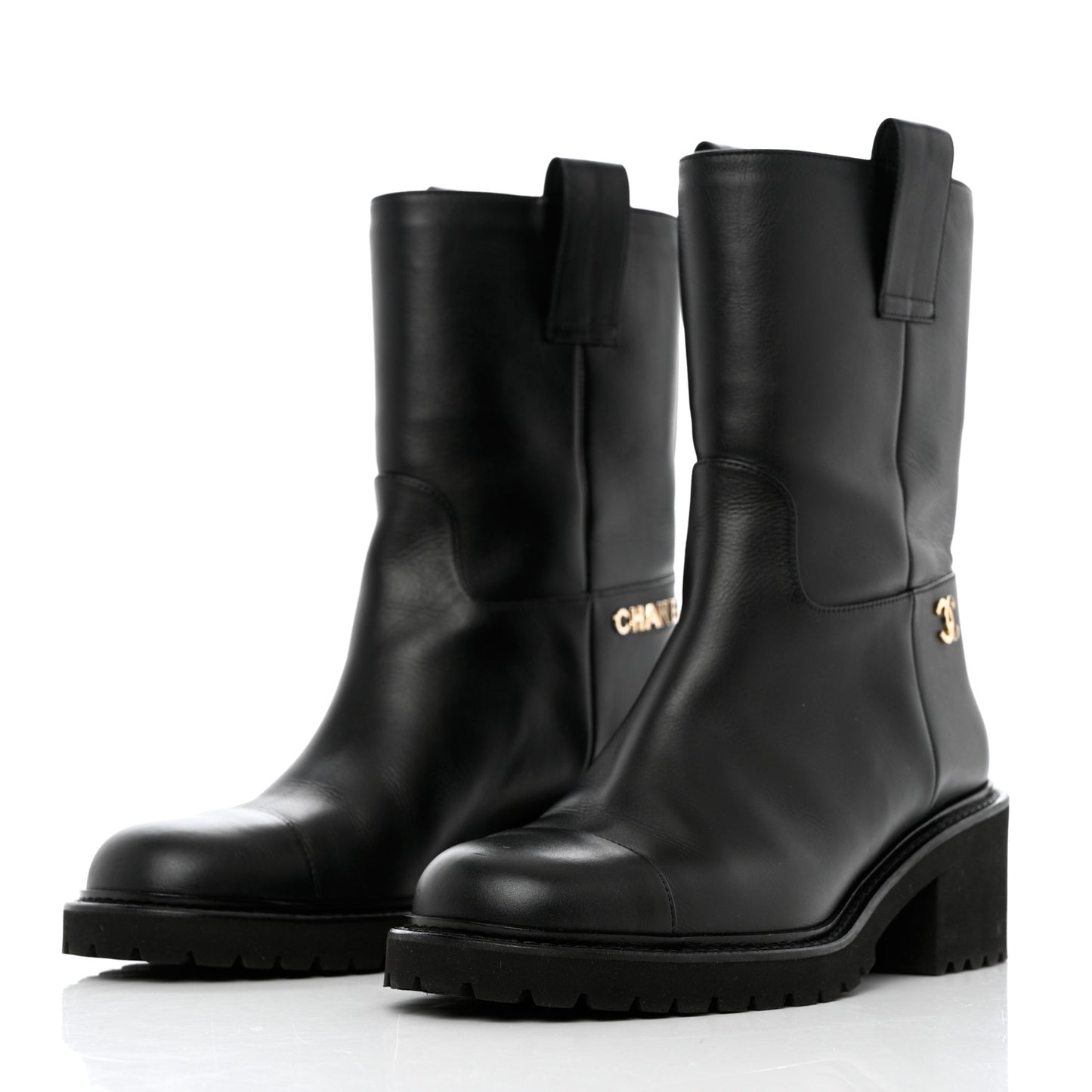 Calfskin CC Ankle Boots 38 Black