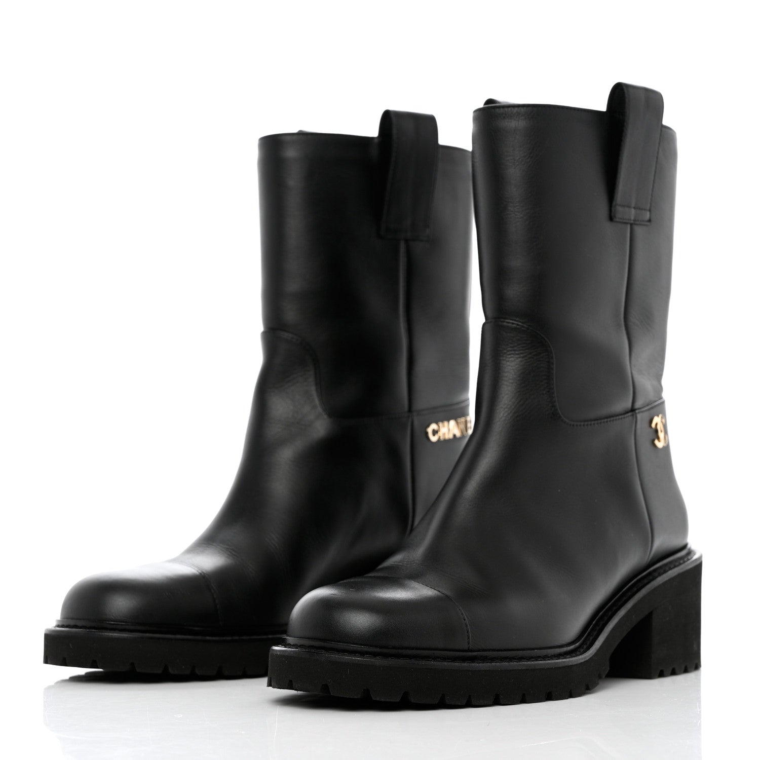Chanel Calfskin CC Ankle Boots 38 Black 3 of 8