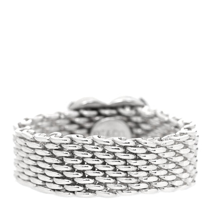 Tiffany Sterling Silver Somerset Mesh Heart Ring 48 4.5 4 of 5