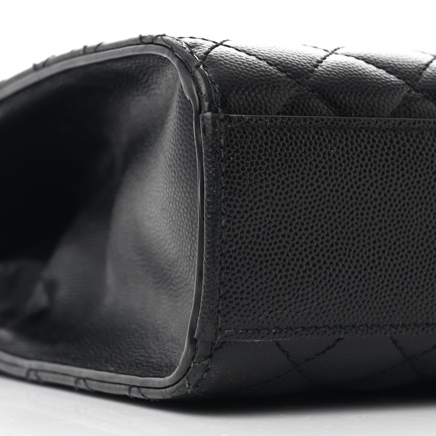 Grain De Poudre Textured Mixed Matelasse Large Triquilt Monogram Monochrome Satchel Black