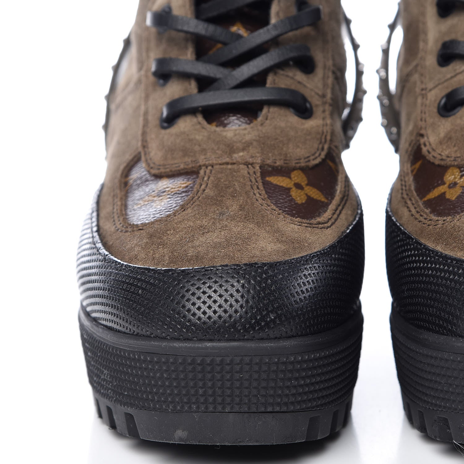 Louis Vuitton Suede Calfskin Monogram Laureate Platform Desert Boots 38 Kaki 11 of 13