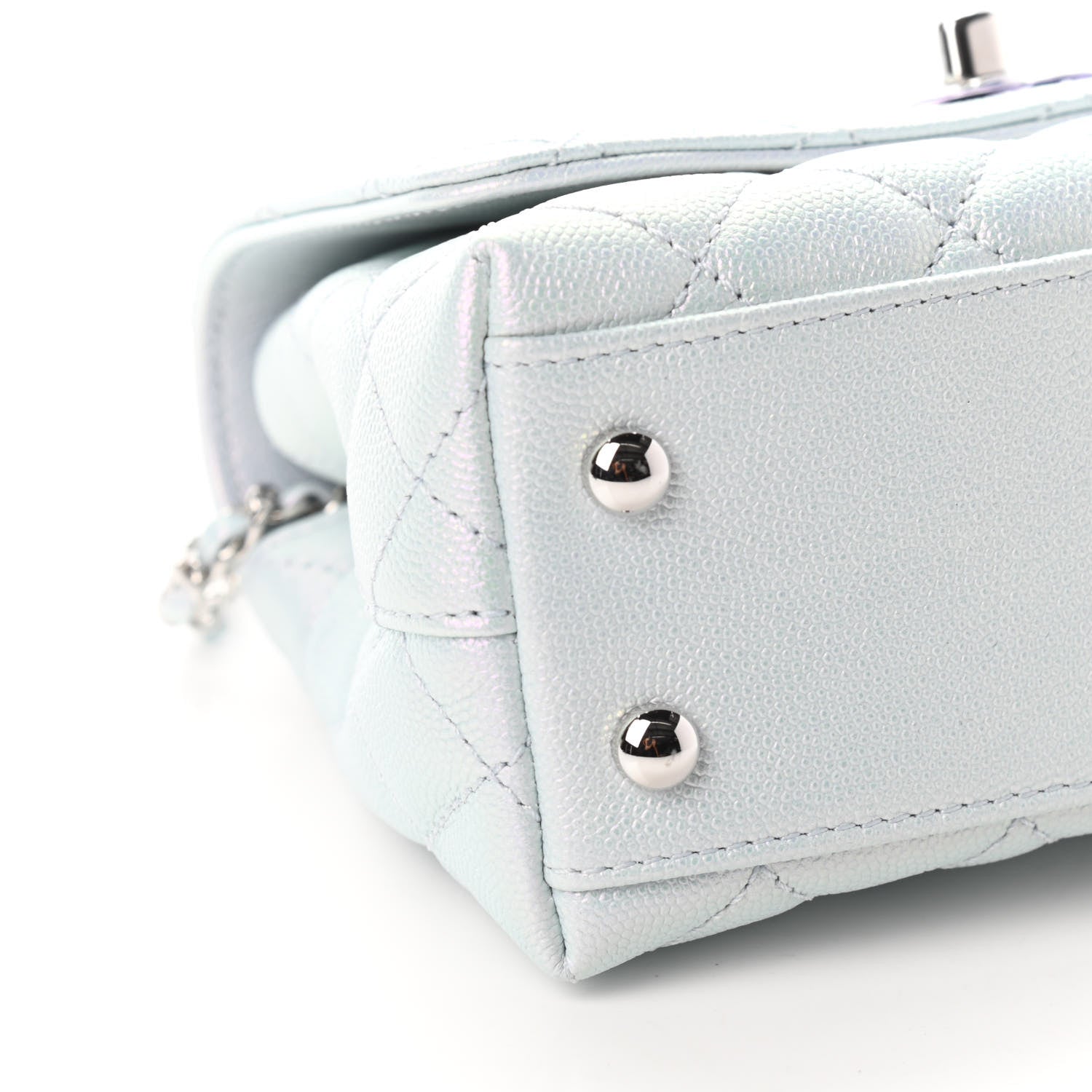 Chanel Iridescent Caviar Quilted Extra Mini Coco Handle Flap Light Blue 8 of 9