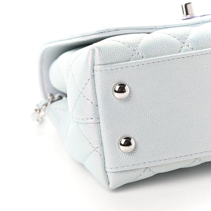 Chanel Iridescent Caviar Quilted Extra Mini Coco Handle Flap Light Blue 8 of 9