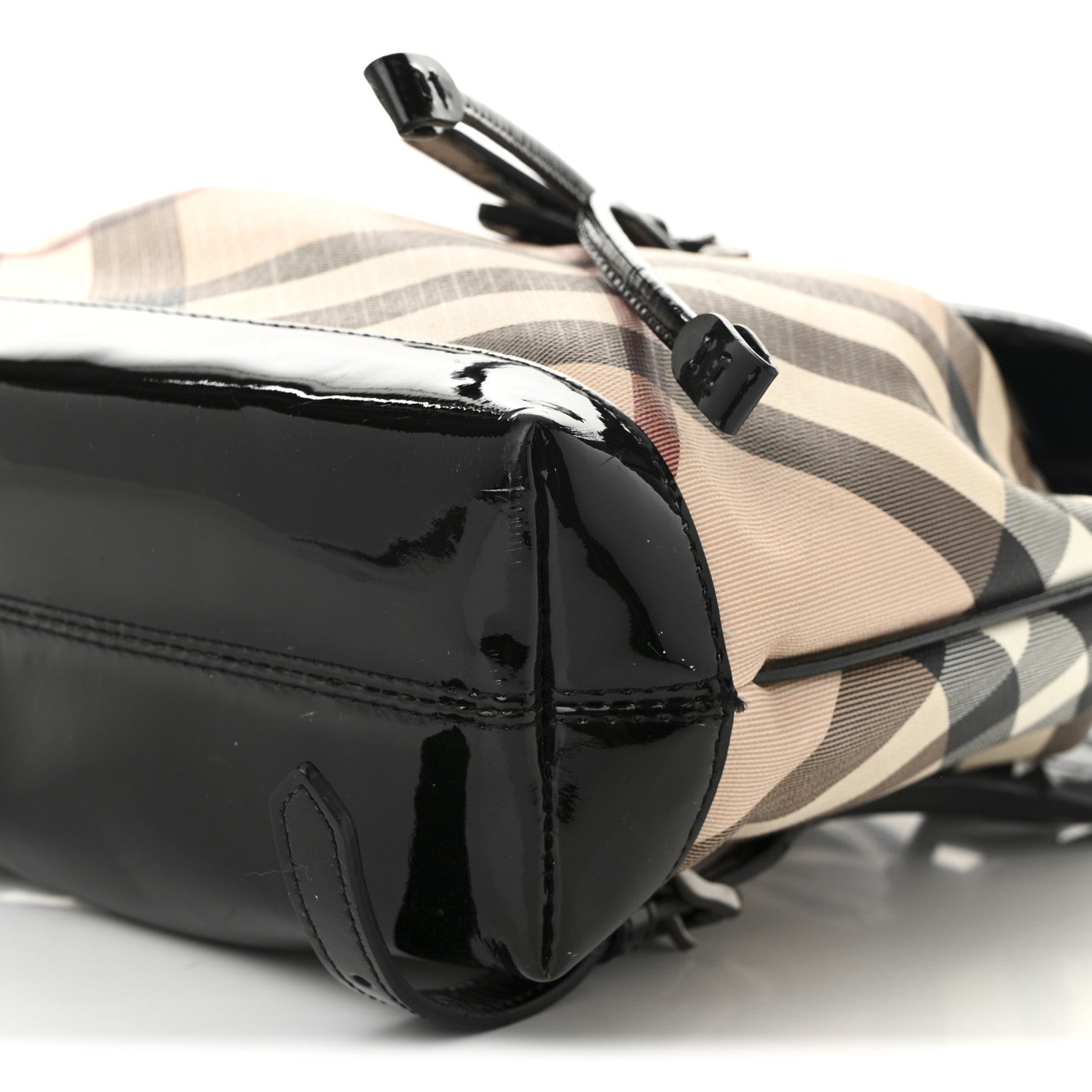 Burberry Patent Nova Check Backpack Black 10 of 14