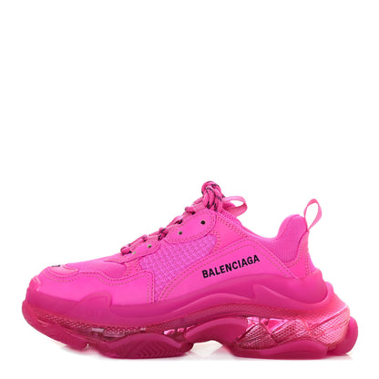 Balenciaga Fabric Mesh Clear Sole Fluo Womens Triple S Sneakers 37 Pink 1 of 4