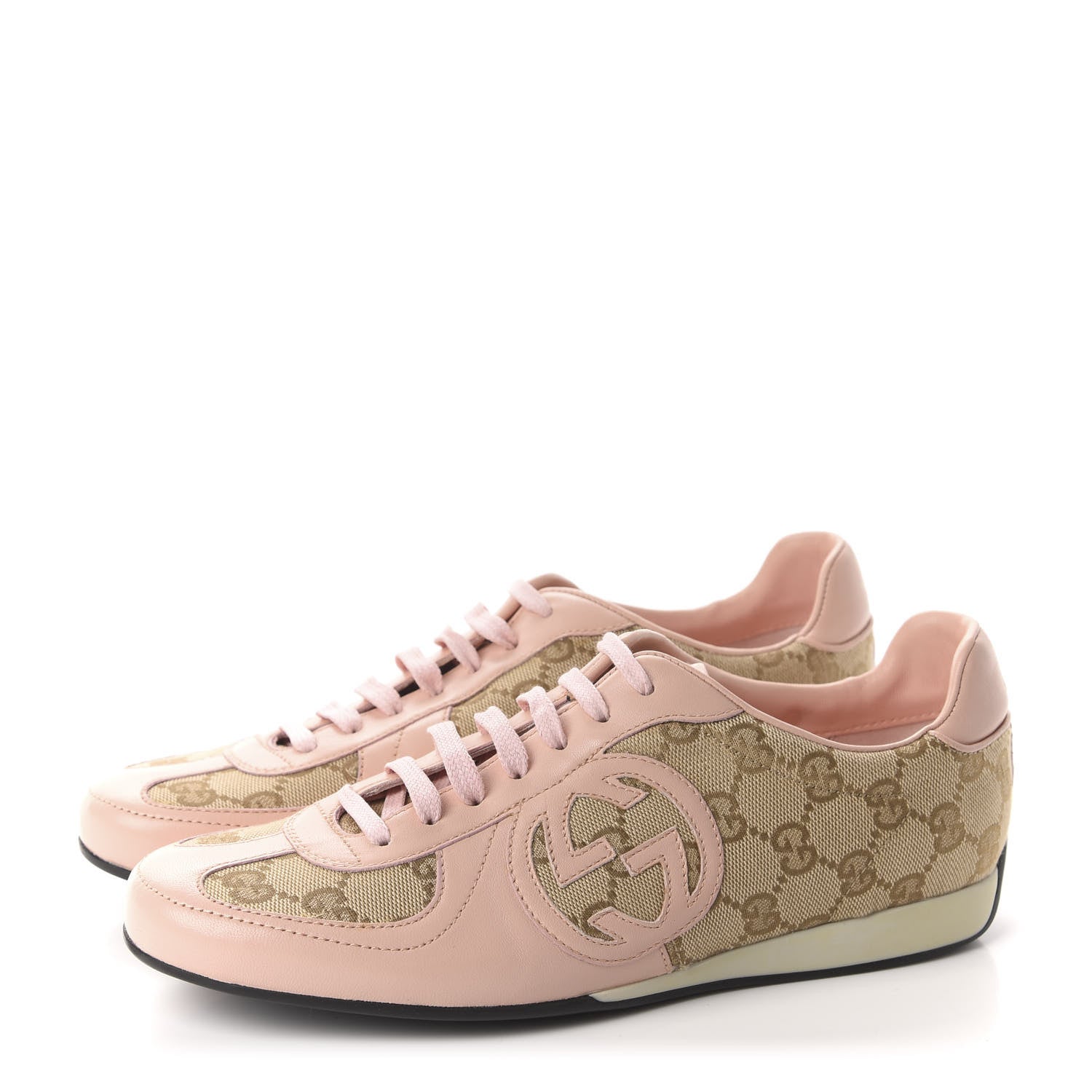 Gucci Monogram Nappa Interlocking G Sneakers 37 New Sand Rose Dragea 3 of 10