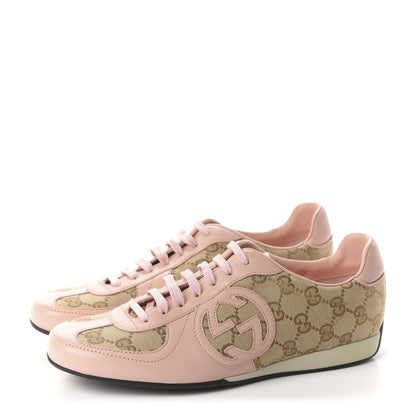 Gucci Monogram Nappa Interlocking G Sneakers 37 New Sand Rose Dragea 3 of 10