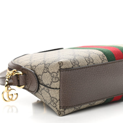 Gucci GG Supreme Monogram Textured Dollar Calfskin Web Small Ophidia Dome Shoulder Bag Beige Ebony New Acero 9 of 11