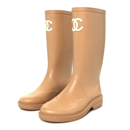 Chanel Caoutchouk CC High Boots 37 Beige 4 of 10