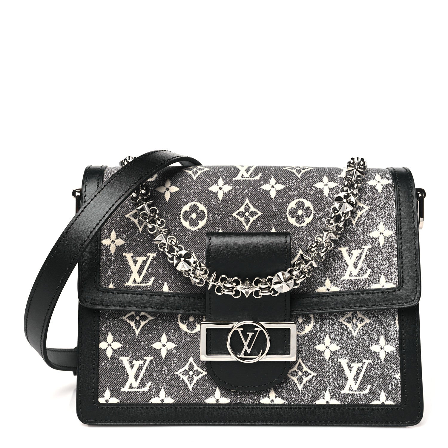Louis Vuitton Denim Monogram Jacquard Dauphine MM Black 1 of 10