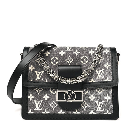 Louis Vuitton Denim Monogram Jacquard Dauphine MM Black 1 of 10