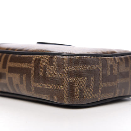 Fendi Glazed Fabric Vitello Century FF 1974 Stamp Patch Small Crossbody Messenger Mogano Panna Black 7 of 9