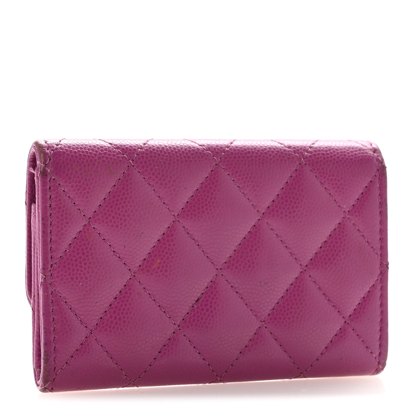 Caviar Quilted Textured CC Flap Card Holder Purple