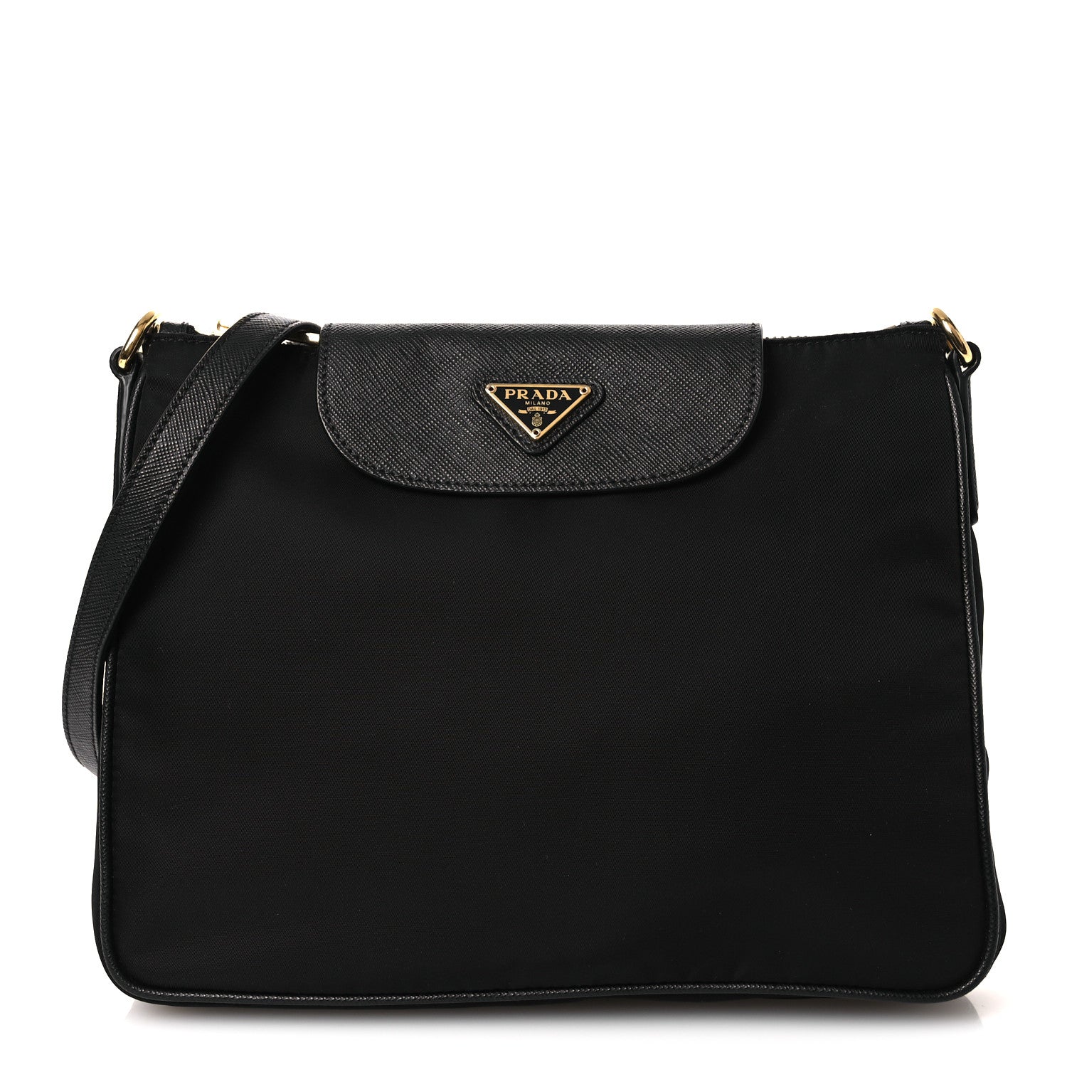 Prada Tessuto Nylon Saffiano Crossbody Bag Black 1 of 25