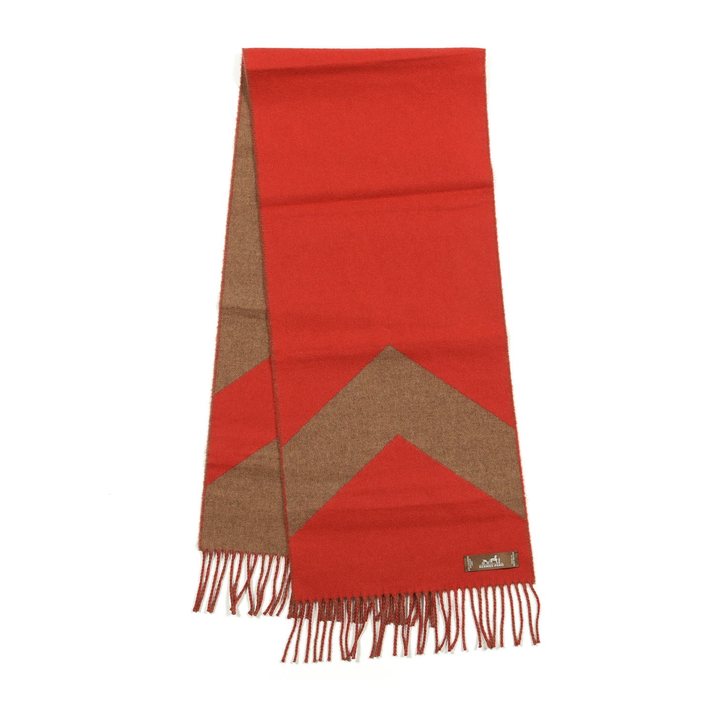 Cashmere Chevron Muffler Camel Mandarine