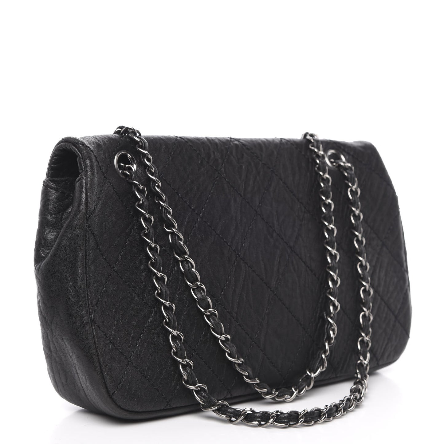 Distressed Lambskin Le Marais Ligne Flap Black