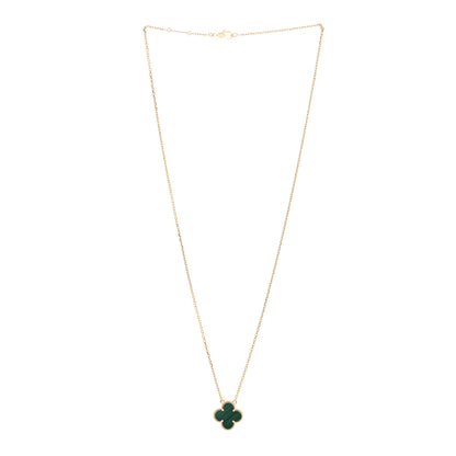 Van Cleef & Arpels 18K Yellow Gold Malachite Vintage Alhambra Pendant Necklace 3 of 4