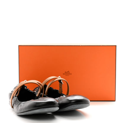 Hermes Nappa Jolly Ballet Flats 38 Black Naturel 10 of 10
