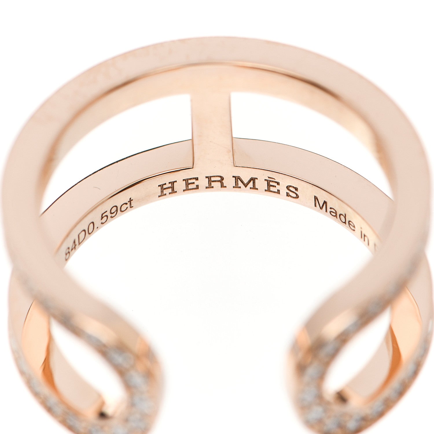 Hermes 18K Rose Gold Diamond MM Ever Chaine D'Ancre Ring 51 5.75 5 of 6
