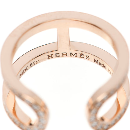 Hermes 18K Rose Gold Diamond MM Ever Chaine D'Ancre Ring 51 5.75 5 of 6