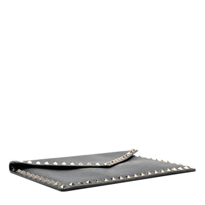 Valentino Garavani Pebbled Calfskin Large Rockstud Envelope Clutch Black 4 of 6