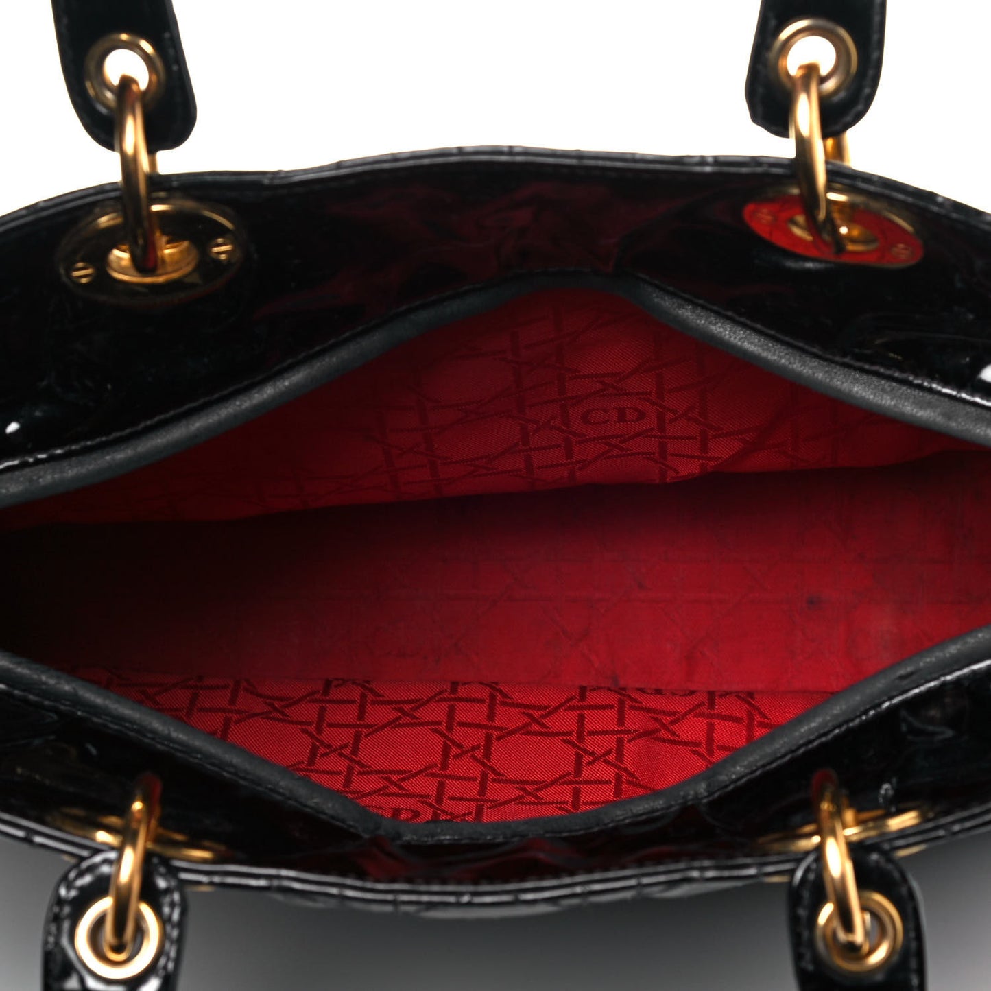 Patent Cannage Large Lady Dior Black