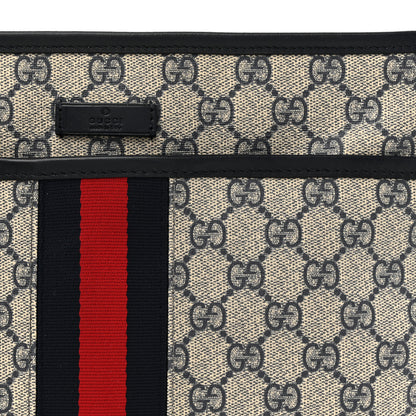 Gucci GG Supreme Monogram Web Flat Messenger Bag Navy 8 of 14