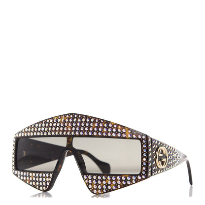 Gucci Crystal Rectangular Frame Sunglasses GG0357S Tortoiseshell 1 of 8