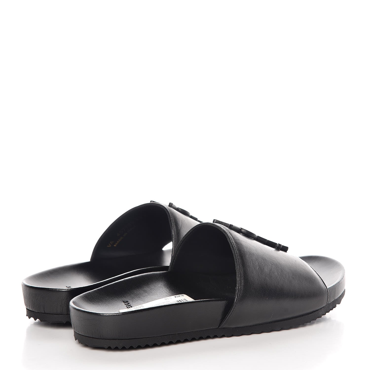 Saint Laurent Lambskin Joan Slide Sandals 35.5 Black 4 of 9