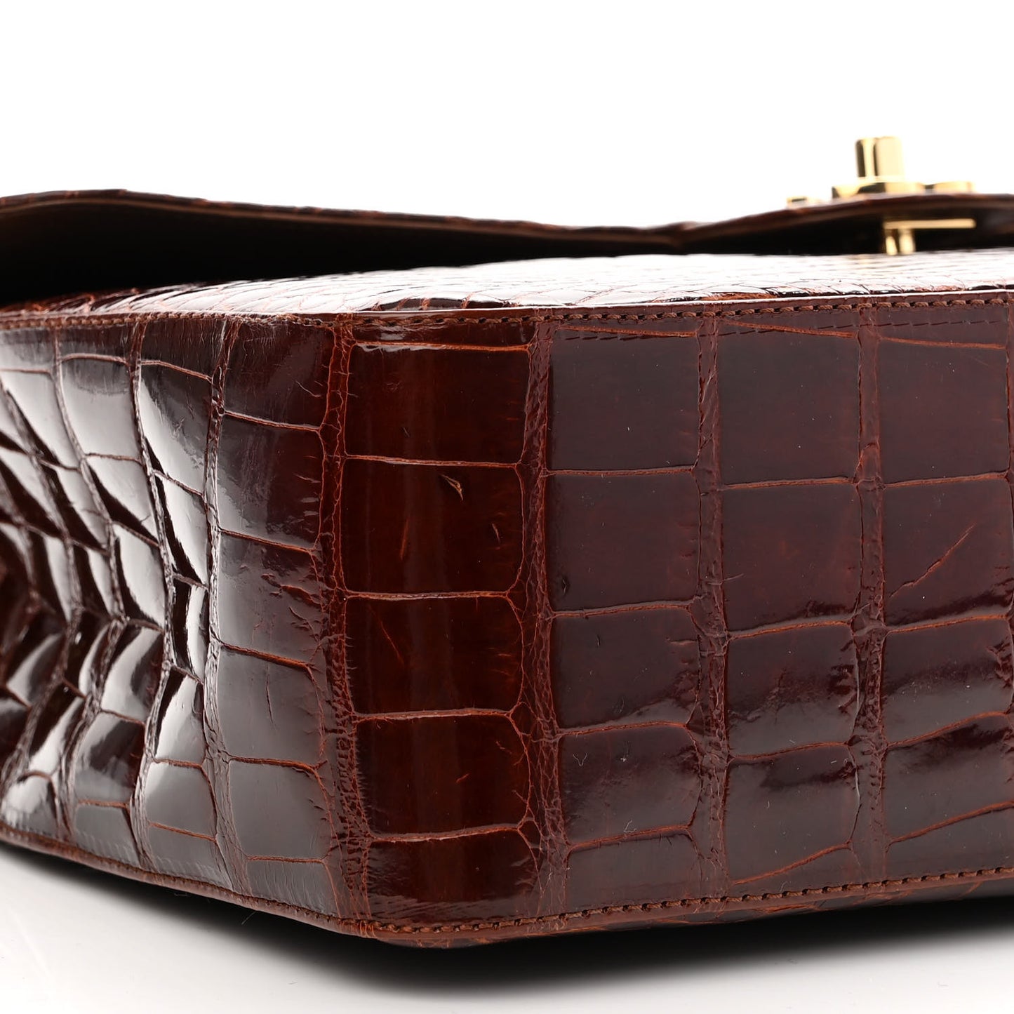 Alligator Jumbo Single Flap Dark Brown