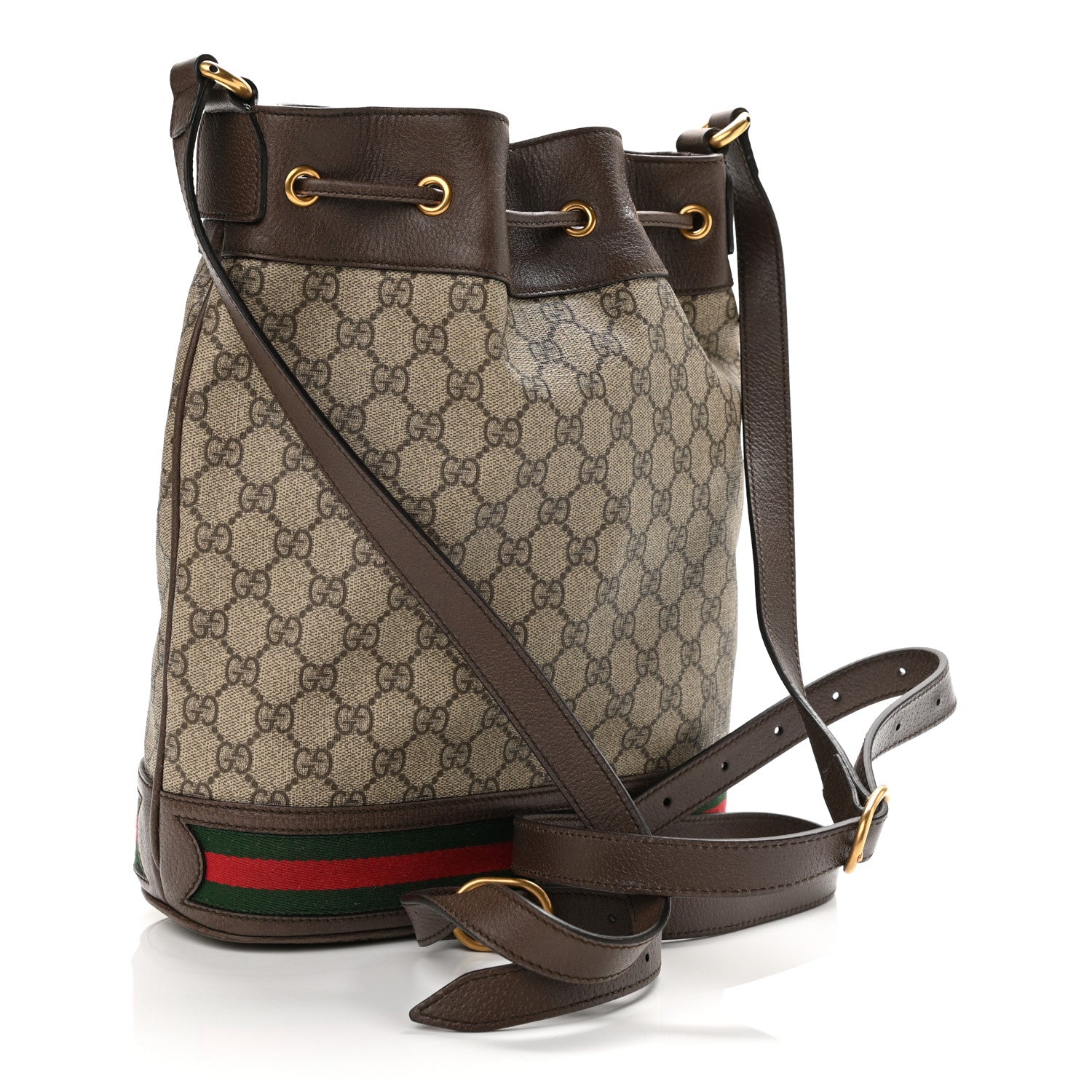 Gucci GG Supreme Monogram Web Ophidia Bucket Bag Brown 3 of 14