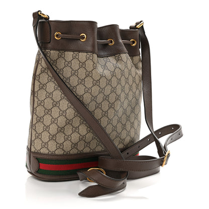 Gucci GG Supreme Monogram Web Ophidia Bucket Bag Brown 3 of 14