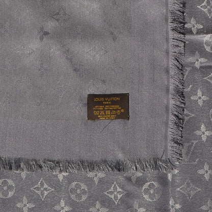 Louis Vuitton Monogram Silk Wool Shine Shawl Anthracite 4 of 5
