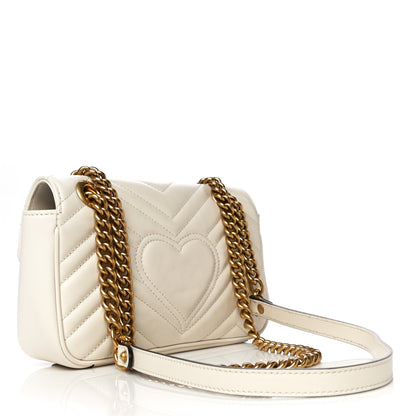 Gucci Calfskin Matelasse Mini GG Marmont Shoulder Bag White 2 of 21