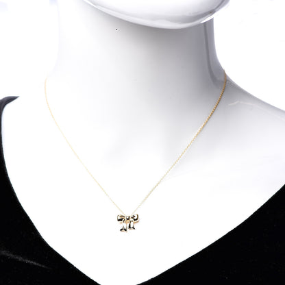 Tiffany 18K Yellow Gold Bow Pendant Necklace 2 of 7