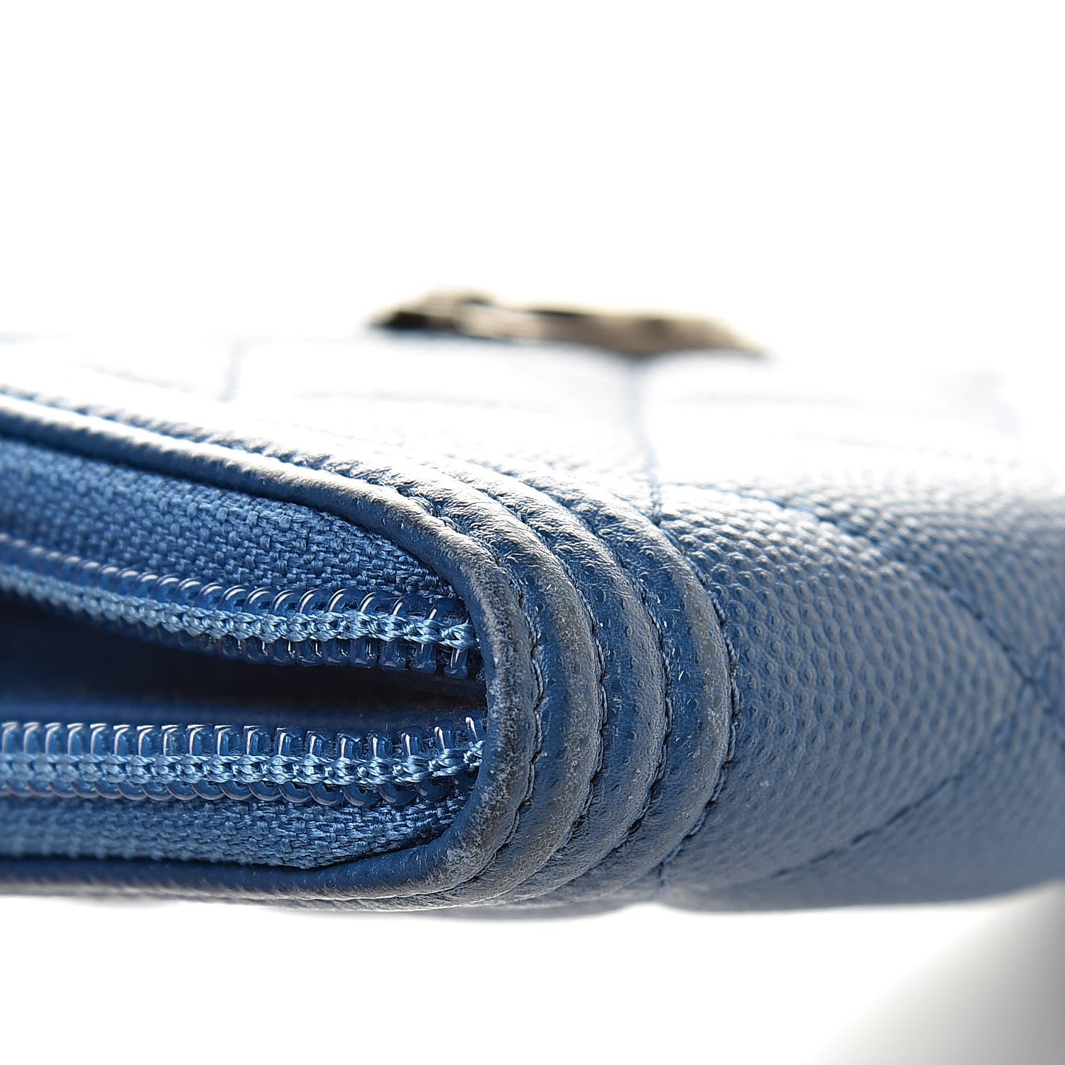 Chanel Caviar Quilted Boy Small Zip Around Wallet Blue 9 of 16