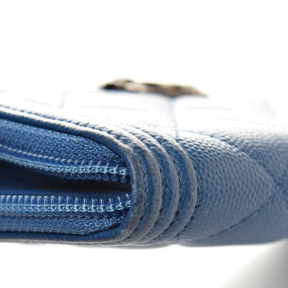 Chanel Caviar Quilted Boy Small Zip Around Wallet Blue 9 of 16
