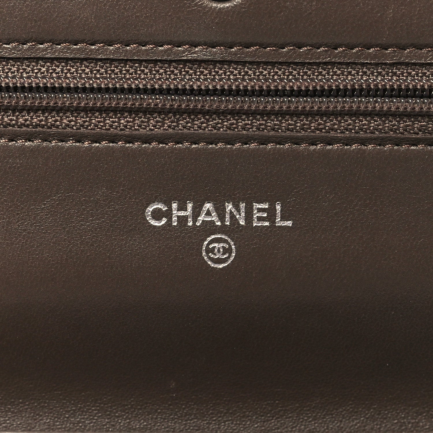 Chanel Snakeskin Wallet On Chain WOC Brown Silver 6 of 11