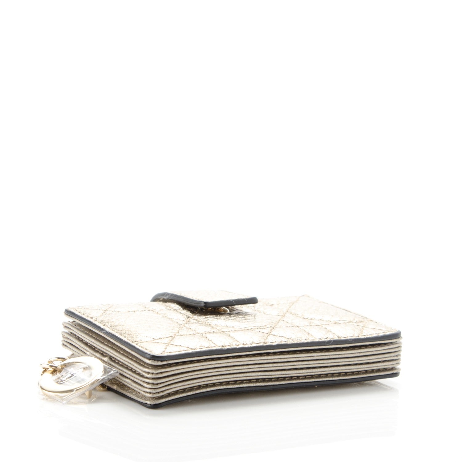 Christian Dior Metallic Grained Calfskin Cannage Lady Dior 5-Gusset Card Holder Gold 4 of 7
