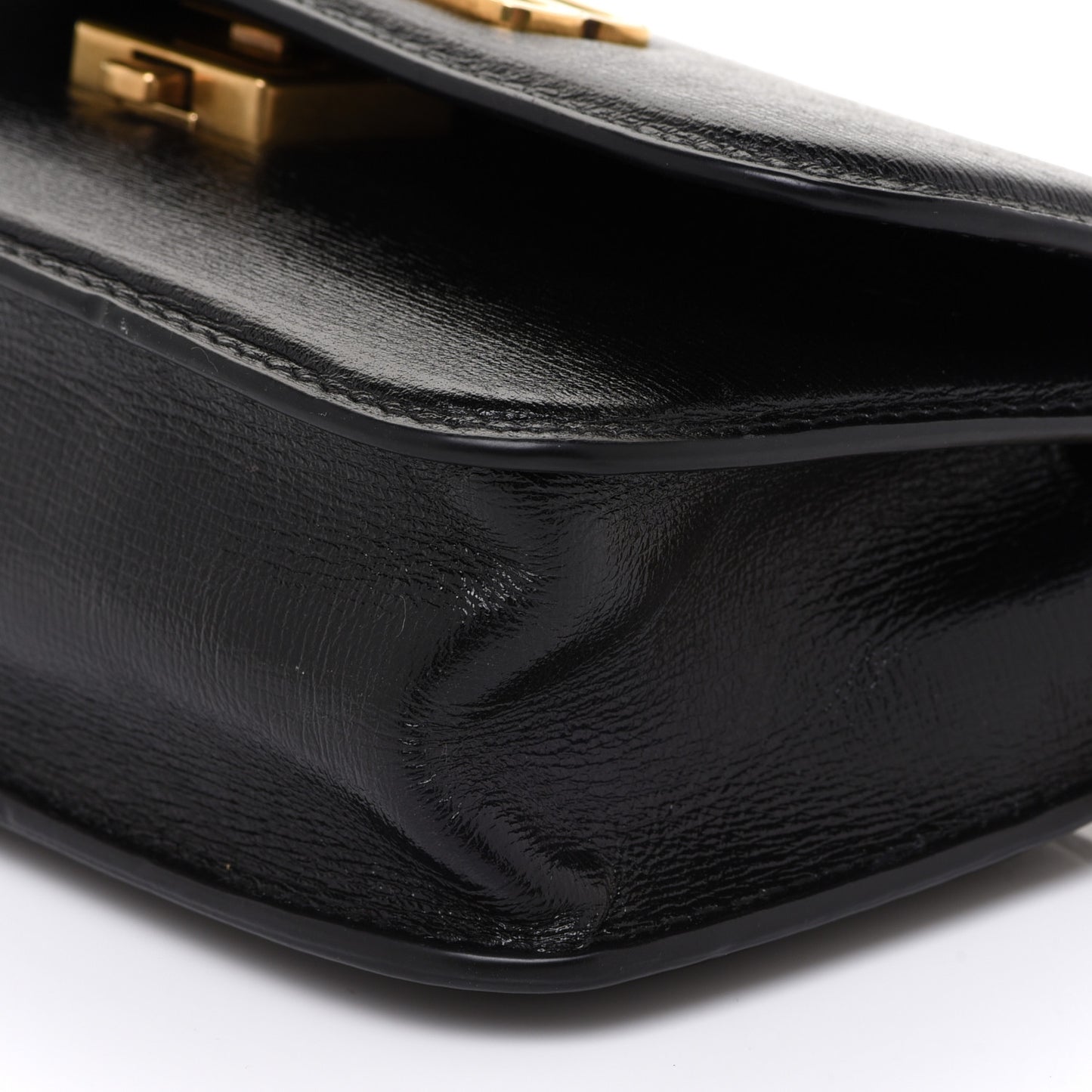 Calfskin Stripe Embossed Gossip Chain Bag XS Black