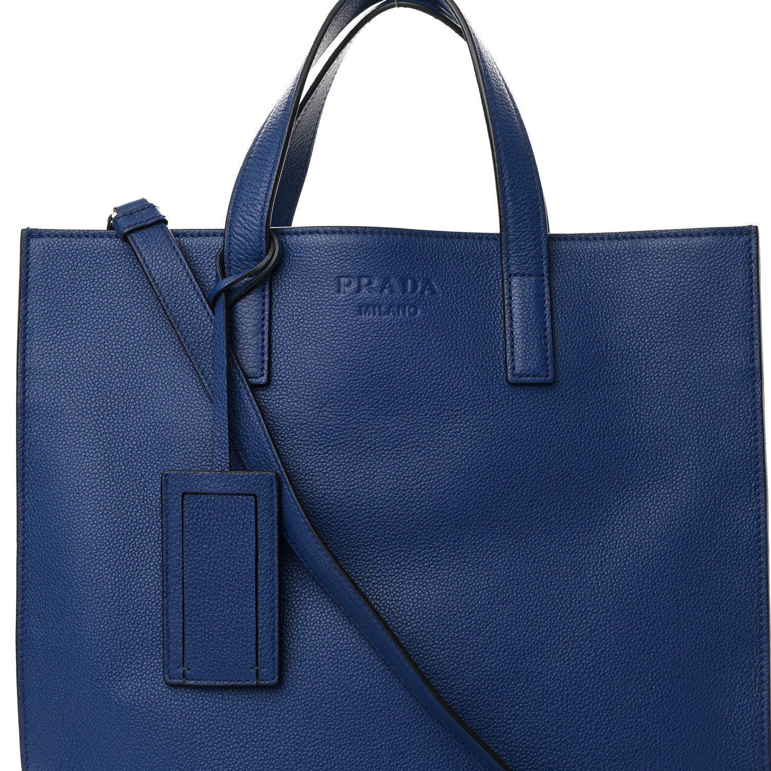 Prada Vitello Daino Shopping Tote Blue 8 of 13