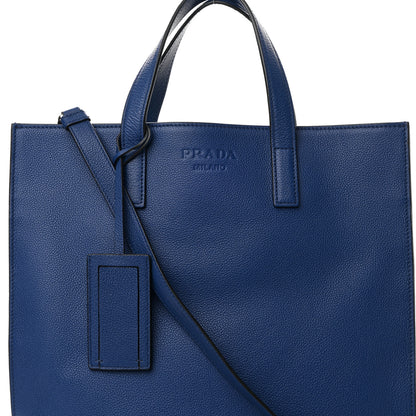 Prada Vitello Daino Shopping Tote Blue 8 of 13