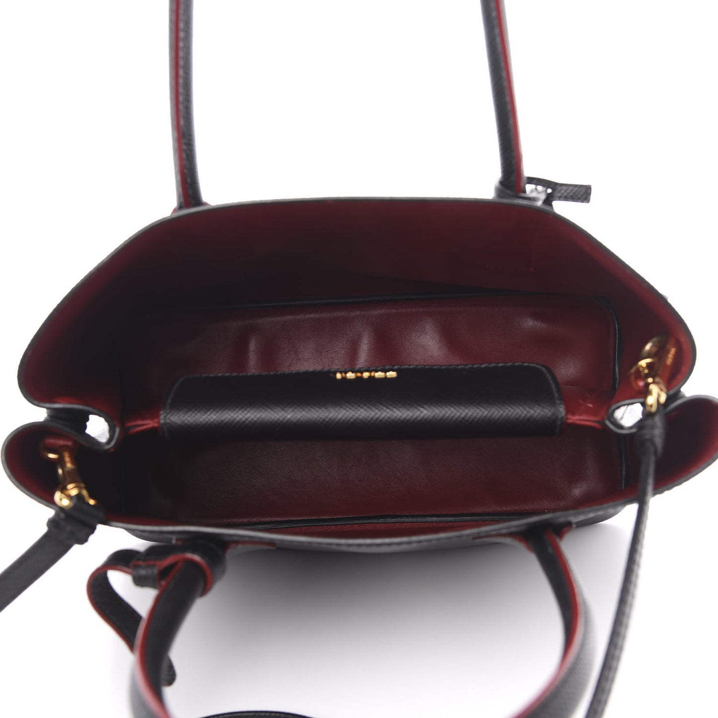 Saffiano Cuir Small Double Bag Black Fuoco